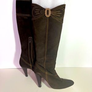 Moschino Jeans Women’s Leather Suede Boot - Brown